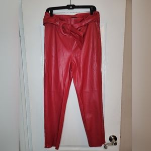 Zara Red Faux Leather Pants